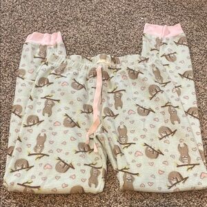 Bobbie Brooks Sloth Print Pajama Pants - Pink and Brown